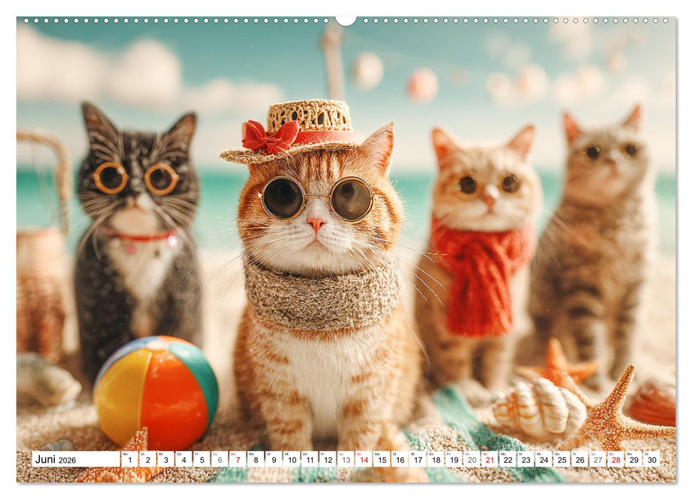 Katzenkalender - Süße Katzen begleiten dich durch alle Jahreszeiten (CALVENDO Premium Wandkalender 2026)