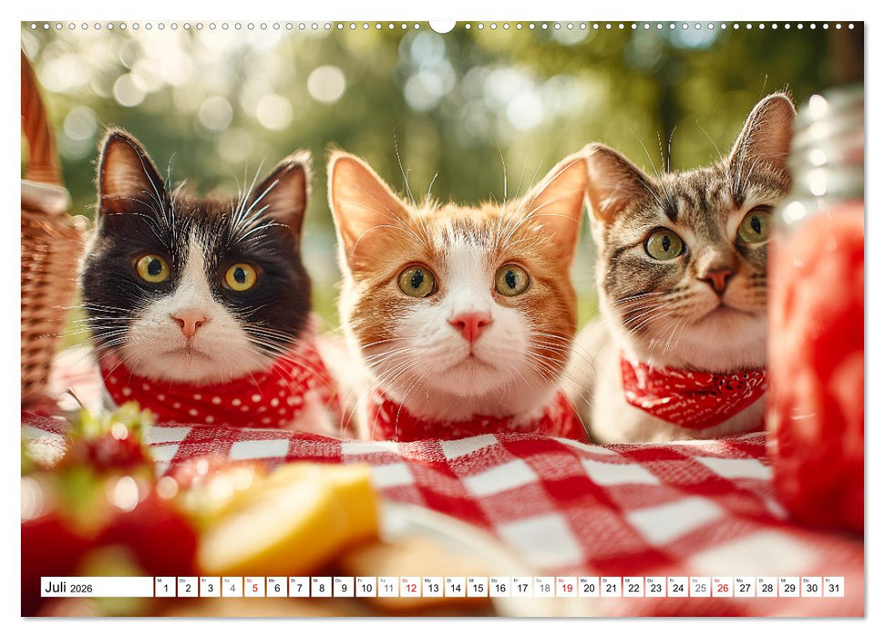 Katzenkalender - Süße Katzen begleiten dich durch alle Jahreszeiten (CALVENDO Premium Wandkalender 2026)