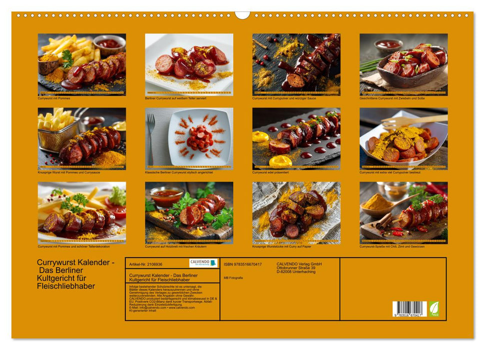 Currywurst Kalender - Das Berliner Kultgericht für Fleischliebhaber (CALVENDO Wandkalender 2026)