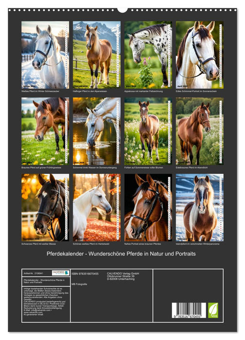 Pferdekalender - Wunderschöne Pferde in Natur und Portraits (CALVENDO Premium Wandkalender 2026)