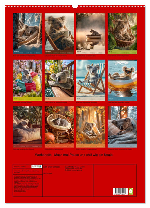 Workaholic - Mach mal Pause und chill wie ein Koala (CALVENDO Wandkalender 2026)