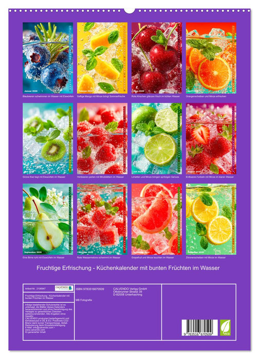 Fruchtige Erfrischung - Küchenkalender mit bunten Früchten im Wasser (CALVENDO Premium Wandkalender 2026)