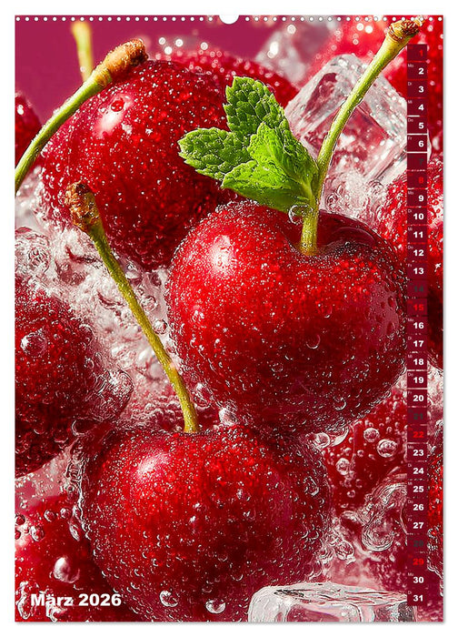 Fruchtige Erfrischung - Küchenkalender mit bunten Früchten im Wasser (CALVENDO Premium Wandkalender 2026)