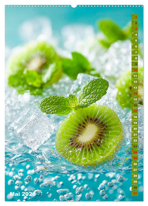 Fruchtige Erfrischung - Küchenkalender mit bunten Früchten im Wasser (CALVENDO Premium Wandkalender 2026)