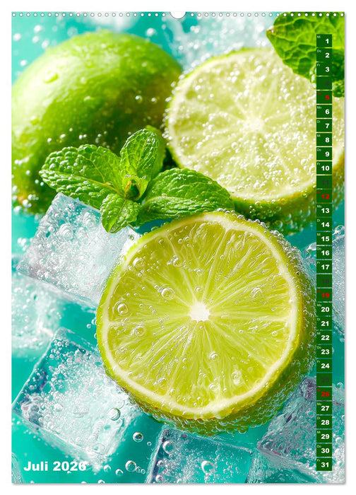 Fruchtige Erfrischung - Küchenkalender mit bunten Früchten im Wasser (CALVENDO Premium Wandkalender 2026)