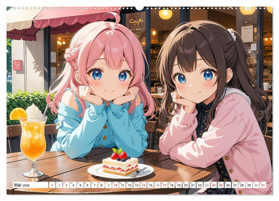 Manga Café Träume - Kawaii Anime-Kalender voller süßer Momente (CALVENDO Premium Wandkalender 2026)