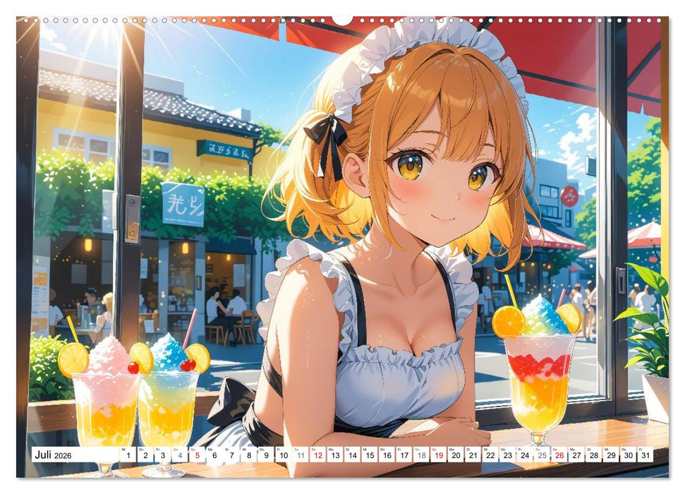 Manga Café Träume - Kawaii Anime-Kalender voller süßer Momente (CALVENDO Premium Wandkalender 2026)