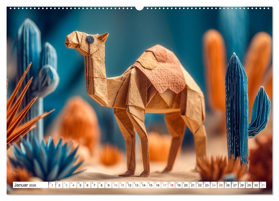 Origami Zoo - Bunter Tierkalender für Kinder und Familien (CALVENDO Wandkalender 2026)