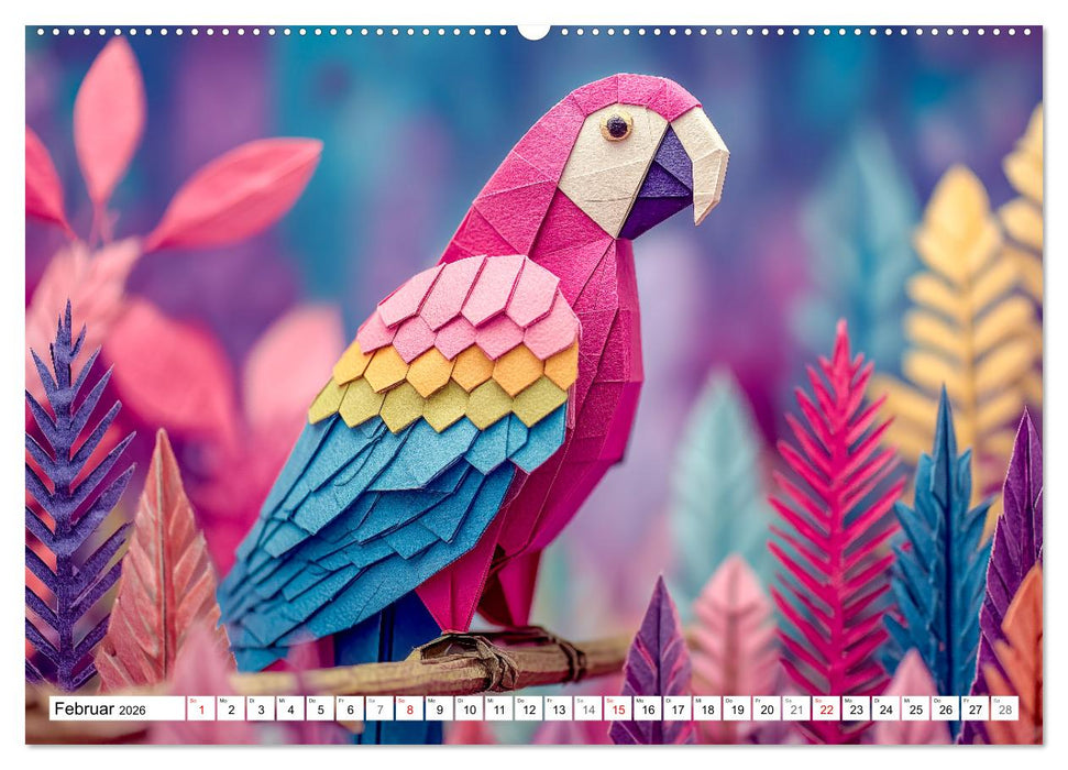 Origami Zoo - Bunter Tierkalender für Kinder und Familien (CALVENDO Wandkalender 2026)