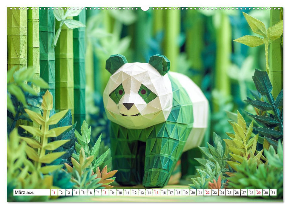Origami Zoo - Bunter Tierkalender für Kinder und Familien (CALVENDO Wandkalender 2026)