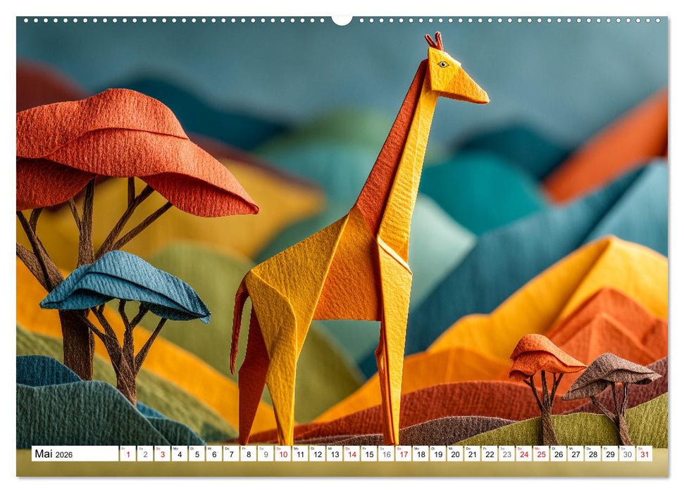 Origami Zoo - Bunter Tierkalender für Kinder und Familien (CALVENDO Wandkalender 2026)