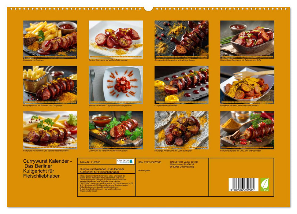 Currywurst Kalender - Das Berliner Kultgericht für Fleischliebhaber (CALVENDO Premium Wandkalender 2026)
