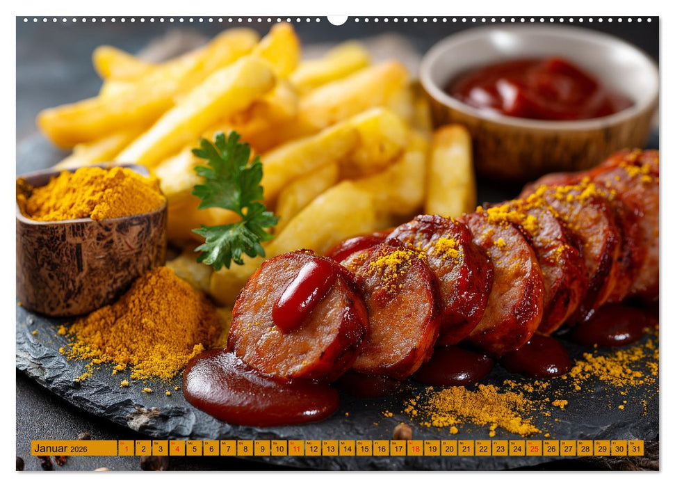 Currywurst Kalender - Das Berliner Kultgericht für Fleischliebhaber (CALVENDO Premium Wandkalender 2026)