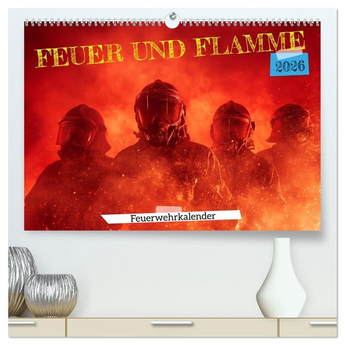 Feuer und Flamme - Feuerwehrkalender (CALVENDO Premium Wandkalender 2026)