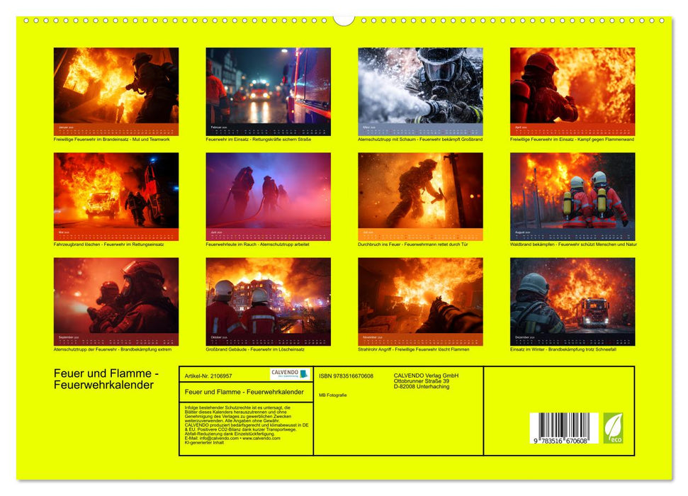 Feuer und Flamme - Feuerwehrkalender (CALVENDO Premium Wandkalender 2026)