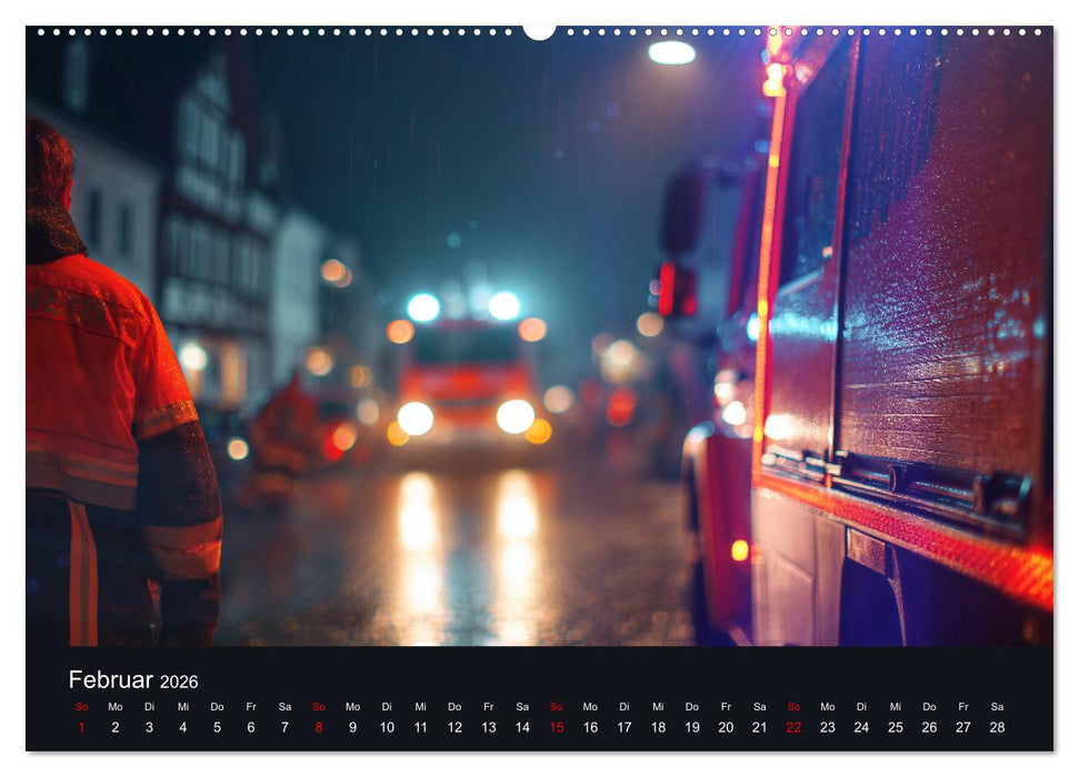 Feuer und Flamme - Feuerwehrkalender (CALVENDO Premium Wandkalender 2026)
