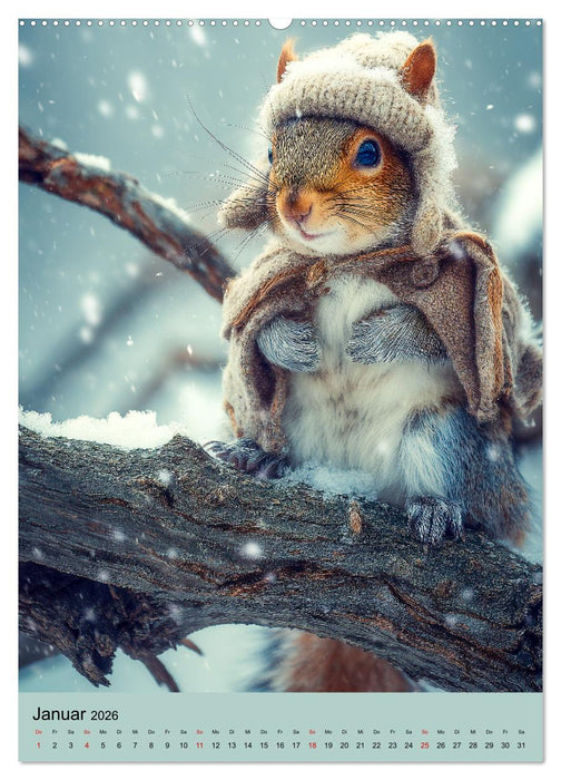 Eichhörnchen Kalender - Tierkalender mit verrückten Eichkätzchen (CALVENDO Premium Wandkalender 2026)