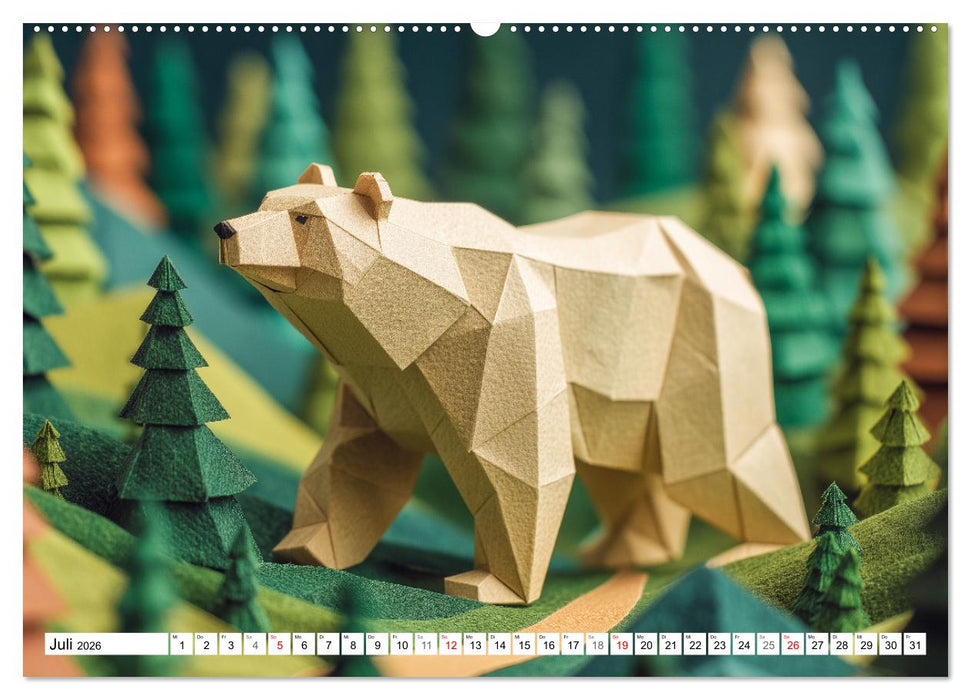 Origami Zoo - Bunter Tierkalender für Kinder und Familien (CALVENDO Premium Wandkalender 2026)