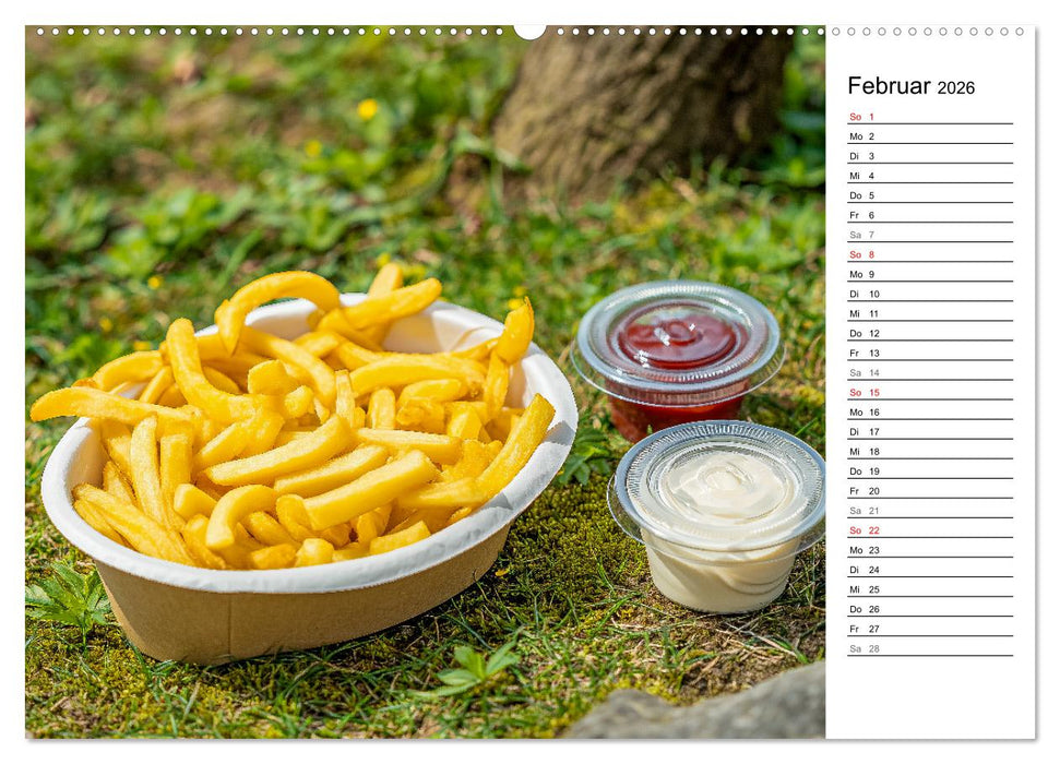 Pommes Rot-Weiß - Fastfood-Humor mit knusprigen Fritten, Ketchup und Mayo (CALVENDO Premium Wandkalender 2026)
