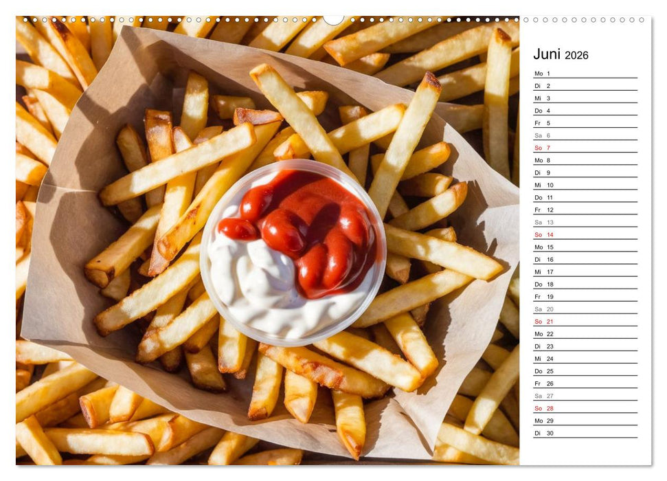 Pommes Rot-Weiß - Fastfood-Humor mit knusprigen Fritten, Ketchup und Mayo (CALVENDO Premium Wandkalender 2026)