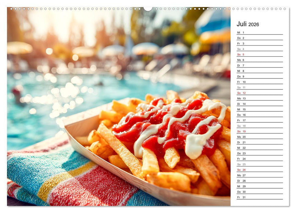 Pommes Rot-Weiß - Fastfood-Humor mit knusprigen Fritten, Ketchup und Mayo (CALVENDO Premium Wandkalender 2026)