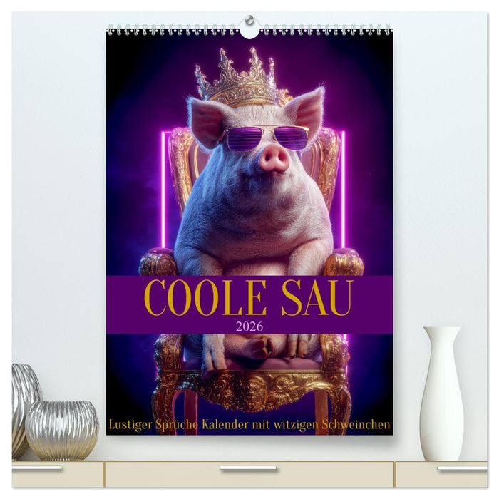Coole Sau - Lustiger Sprüche Kalender mit witzigen Schweinchen (CALVENDO Premium Wandkalender 2026)