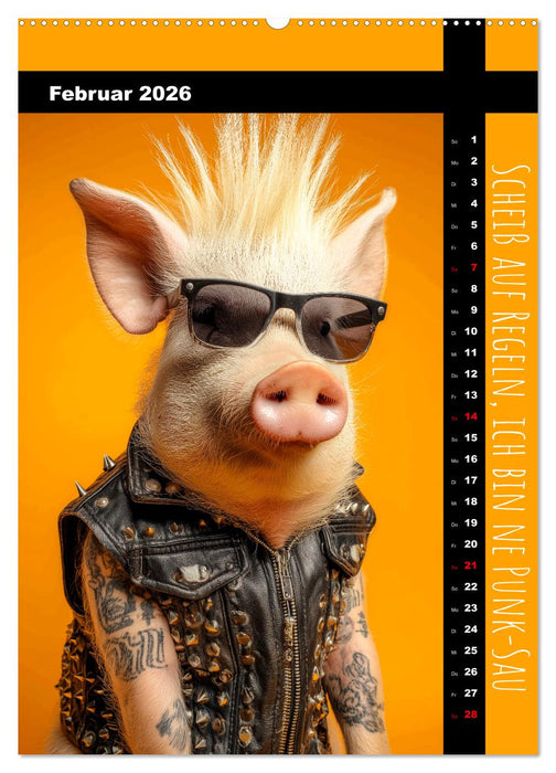 Coole Sau - Lustiger Sprüche Kalender mit witzigen Schweinchen (CALVENDO Premium Wandkalender 2026)