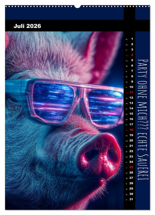Coole Sau - Lustiger Sprüche Kalender mit witzigen Schweinchen (CALVENDO Premium Wandkalender 2026)