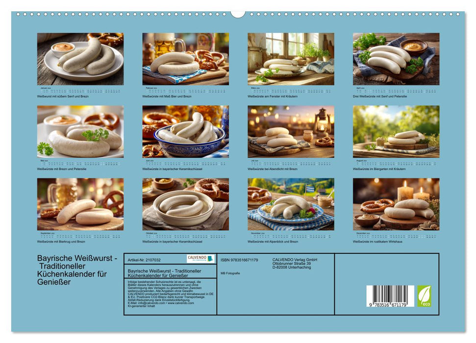 Bayrische Weißwurst - Traditioneller Küchenkalender für Genießer (CALVENDO Premium Wandkalender 2026)