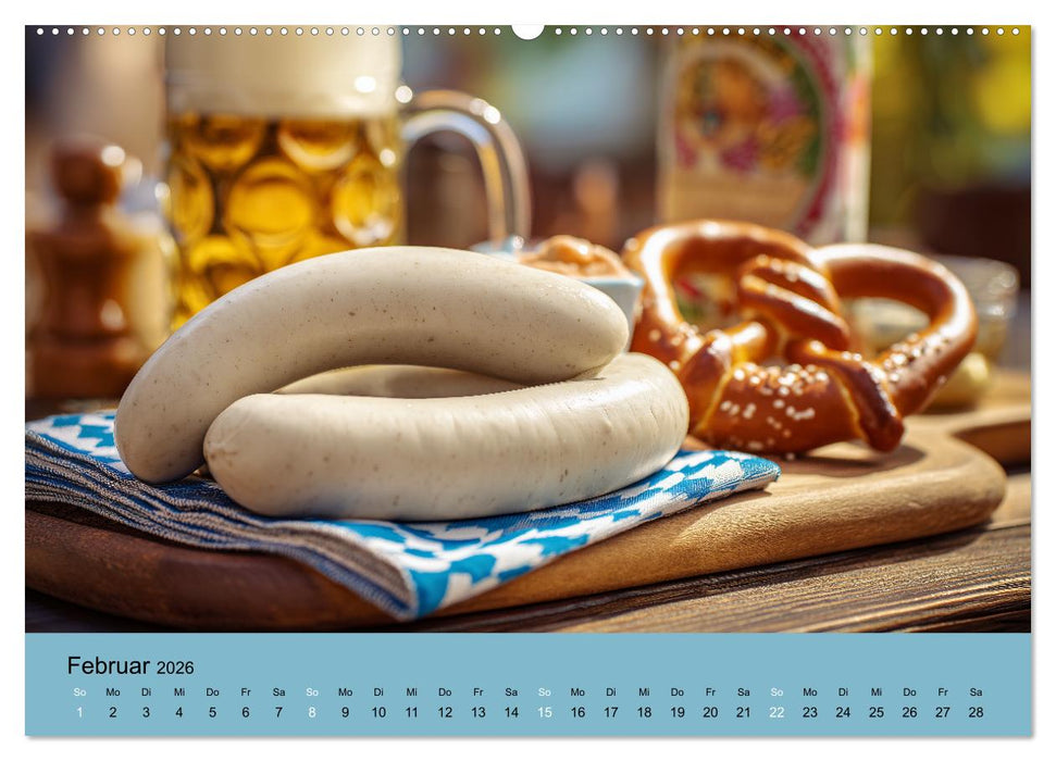 Bayrische Weißwurst - Traditioneller Küchenkalender für Genießer (CALVENDO Premium Wandkalender 2026)
