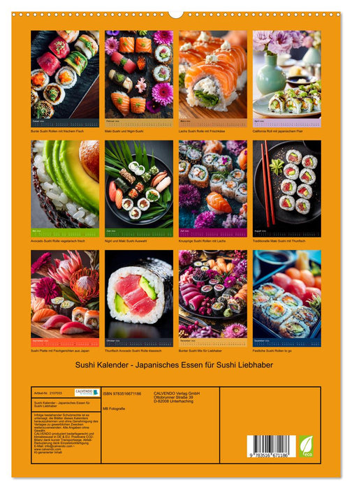 Sushi Kalender - Japanisches Essen für Sushi Liebhaber (CALVENDO Premium Wandkalender 2026)
