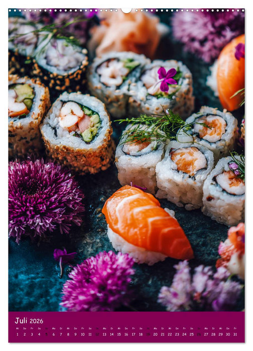Sushi Kalender - Japanisches Essen für Sushi Liebhaber (CALVENDO Premium Wandkalender 2026)