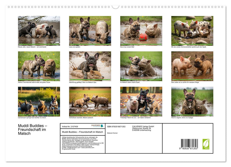 Muddi Buddies – Freundschaft im Matsch (CALVENDO Premium Wandkalender 2026)