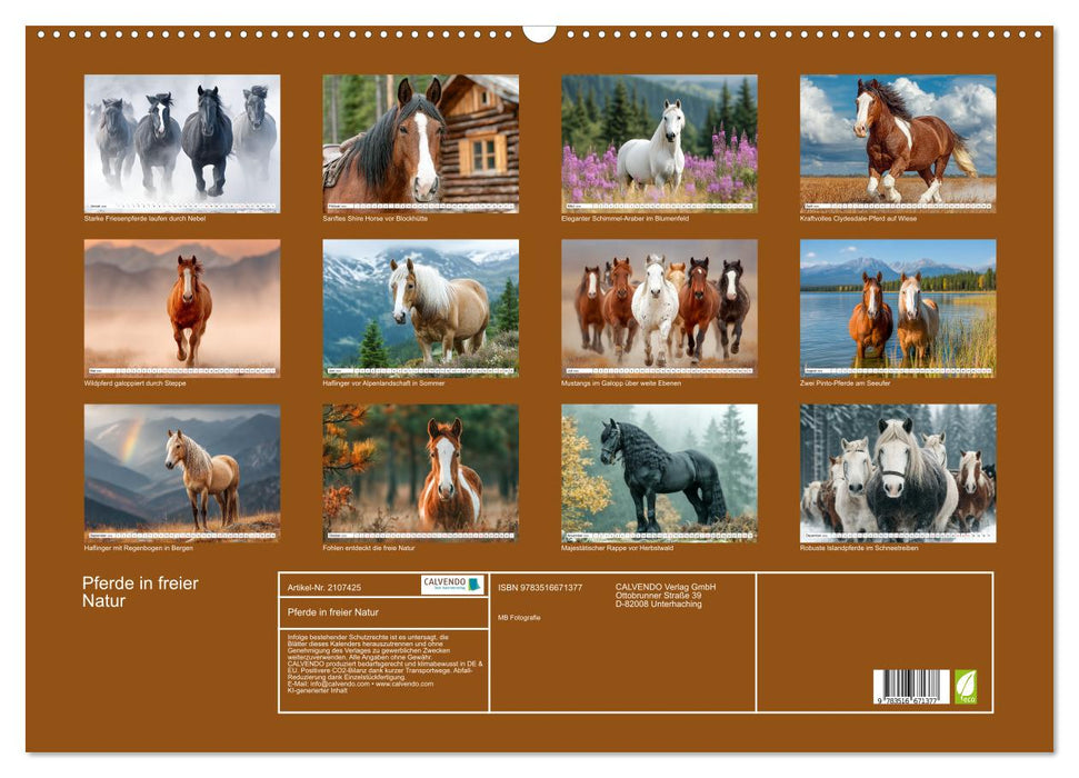 Pferde in freier Natur (CALVENDO Wandkalender 2026)