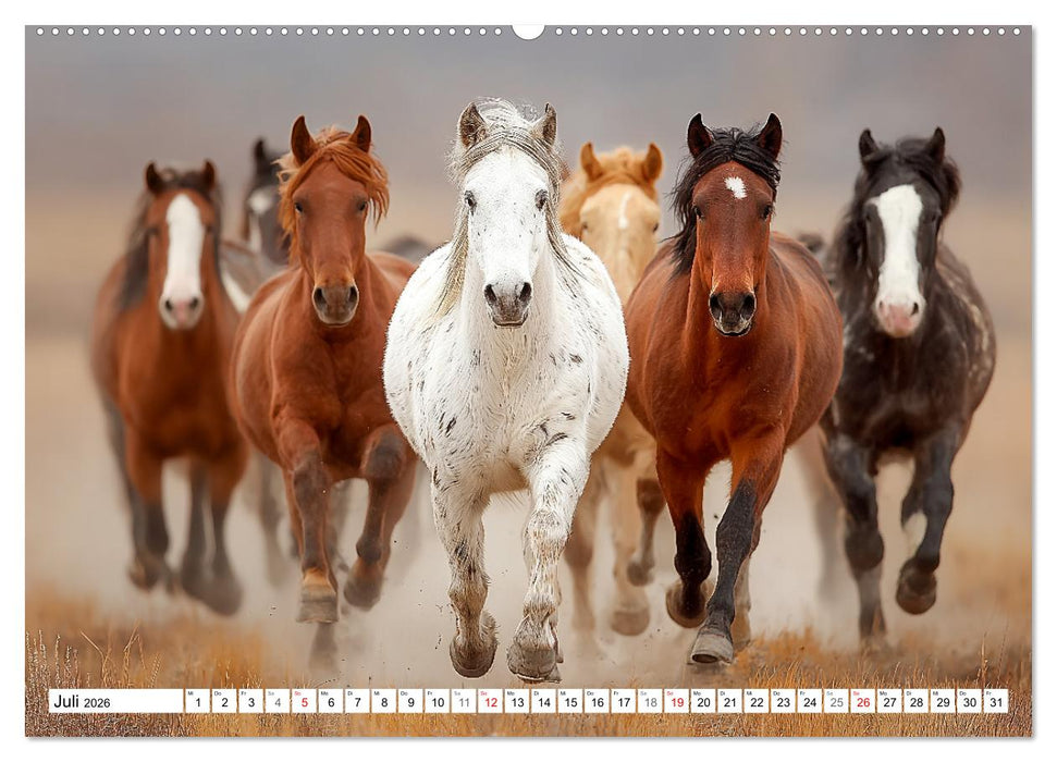 Pferde in freier Natur (CALVENDO Premium Wandkalender 2026)