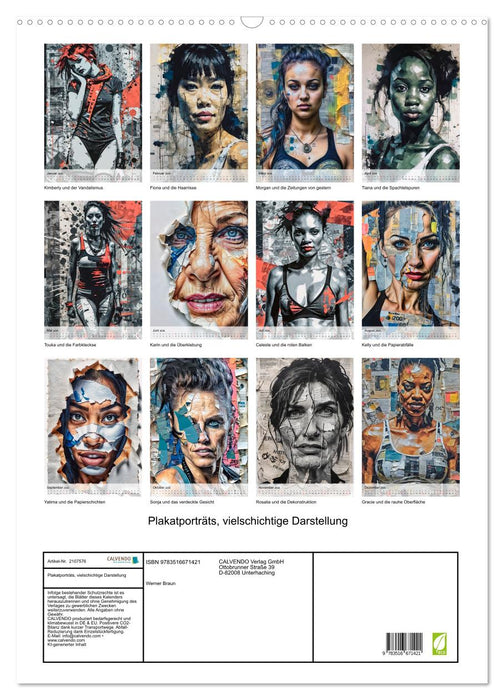 Plakatporträts, vielschichtige Darstellung (CALVENDO Wandkalender 2026)