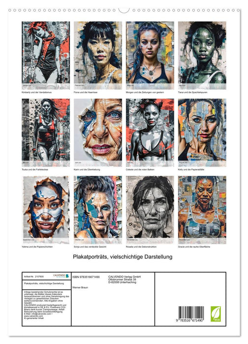 Plakatporträts, vielschichtige Darstellung (CALVENDO Premium Wandkalender 2026)