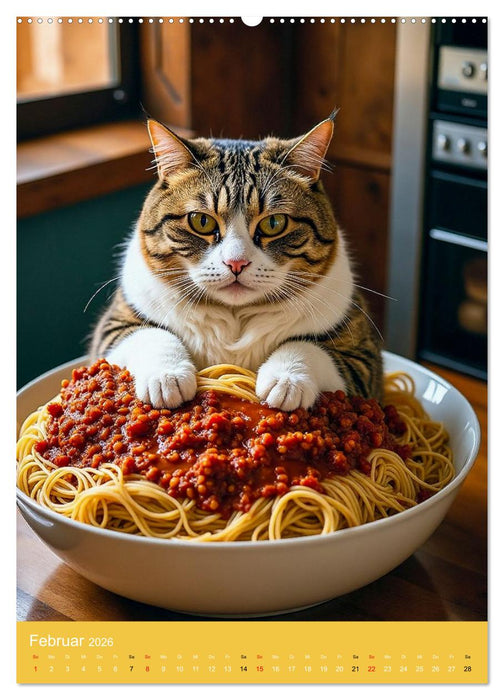 FETTE KATZEN - Foodporn auf vier Pfoten (CALVENDO Premium Wandkalender 2026)