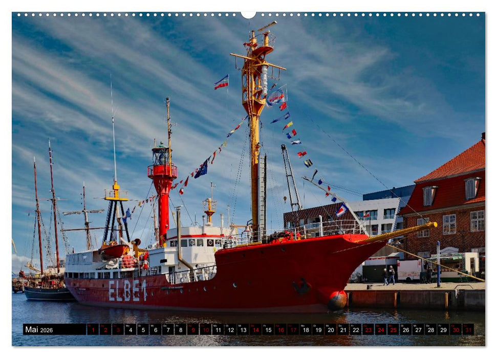 Feuerschiff Elbe 1 - In der Hansestadt Wismar (CALVENDO Premium Wandkalender 2026)