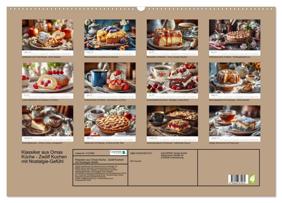 Klassiker aus Omas Küche - Zwölf Kuchen mit Nostalgie-Gefühl (CALVENDO Wandkalender 2026)
