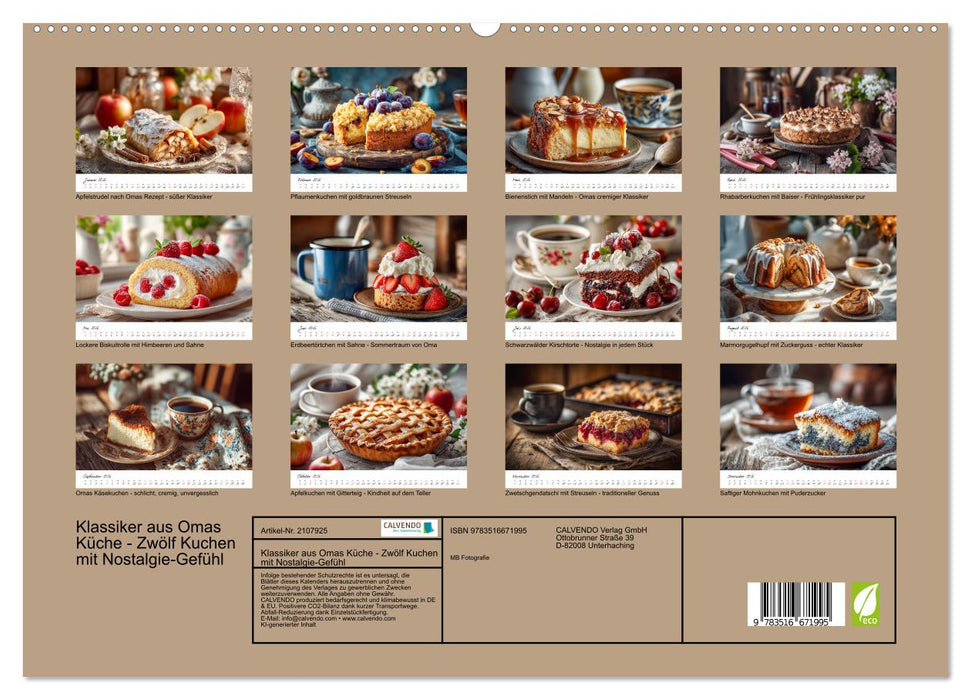 Klassiker aus Omas Küche - Zwölf Kuchen mit Nostalgie-Gefühl (CALVENDO Premium Wandkalender 2026)