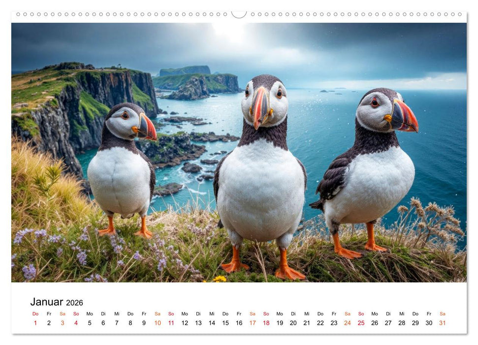 Papageitaucher - Freche Komiker auf Fels und Welle (CALVENDO Wandkalender 2026)