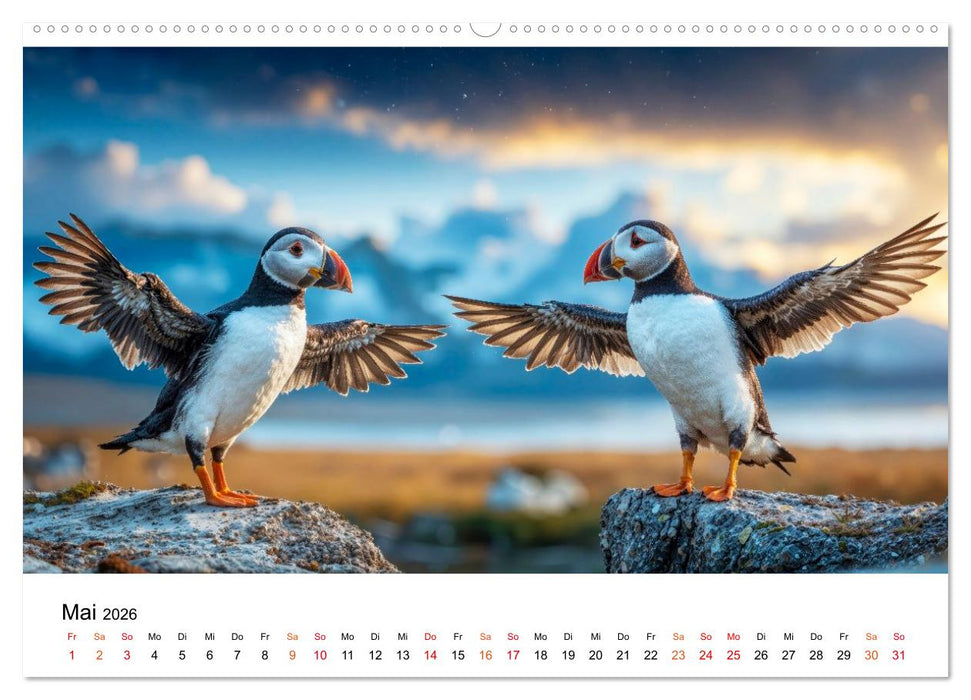 Papageitaucher - Freche Komiker auf Fels und Welle (CALVENDO Premium Wandkalender 2026)