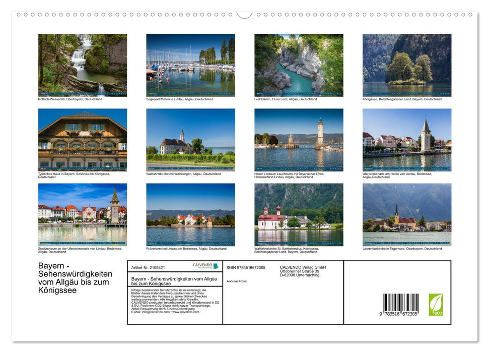 Bayern - Sehenswürdigkeiten vom Allgäu bis zum Königssee (CALVENDO Premium Wandkalender 2026)