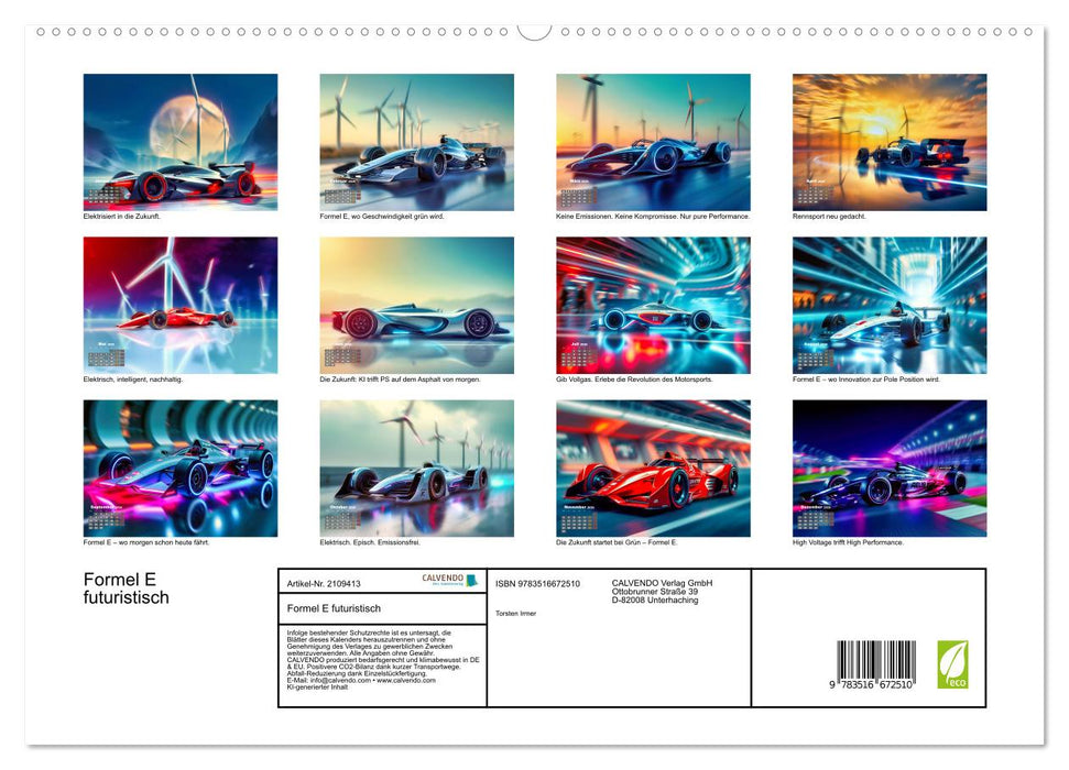 Formel E futuristisch (CALVENDO Premium Wandkalender 2026)