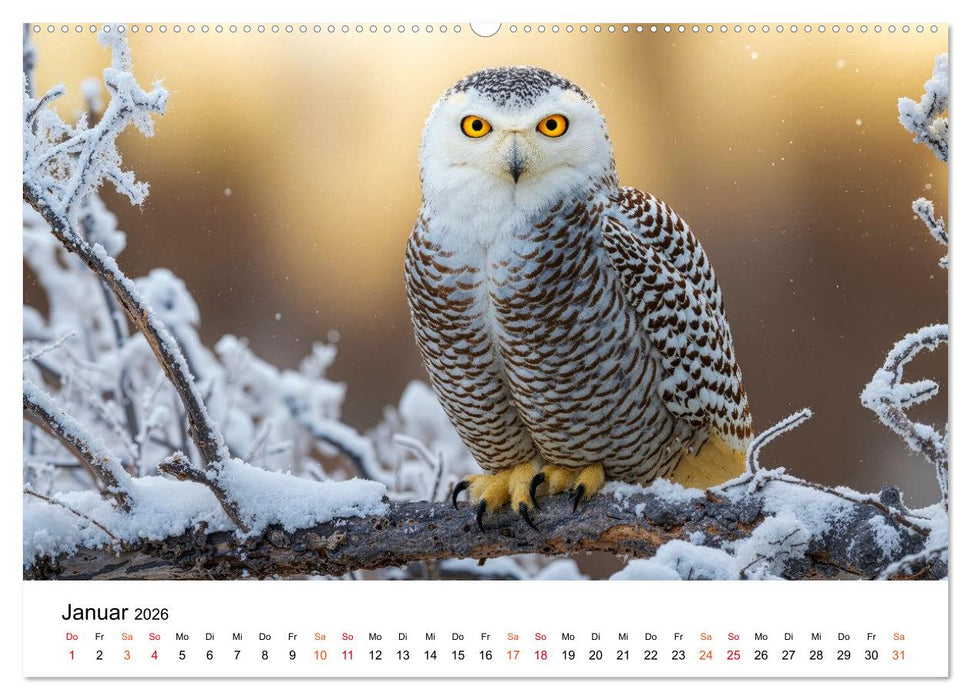 Eulen - Augen der Wildnis (CALVENDO Wandkalender 2026)