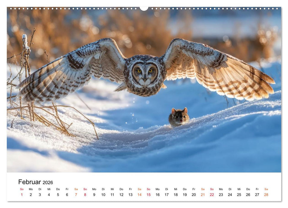 Eulen - Augen der Wildnis (CALVENDO Wandkalender 2026)