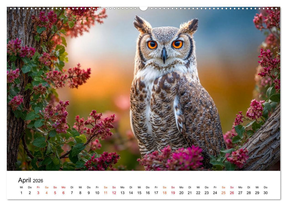 Eulen - Augen der Wildnis (CALVENDO Wandkalender 2026)