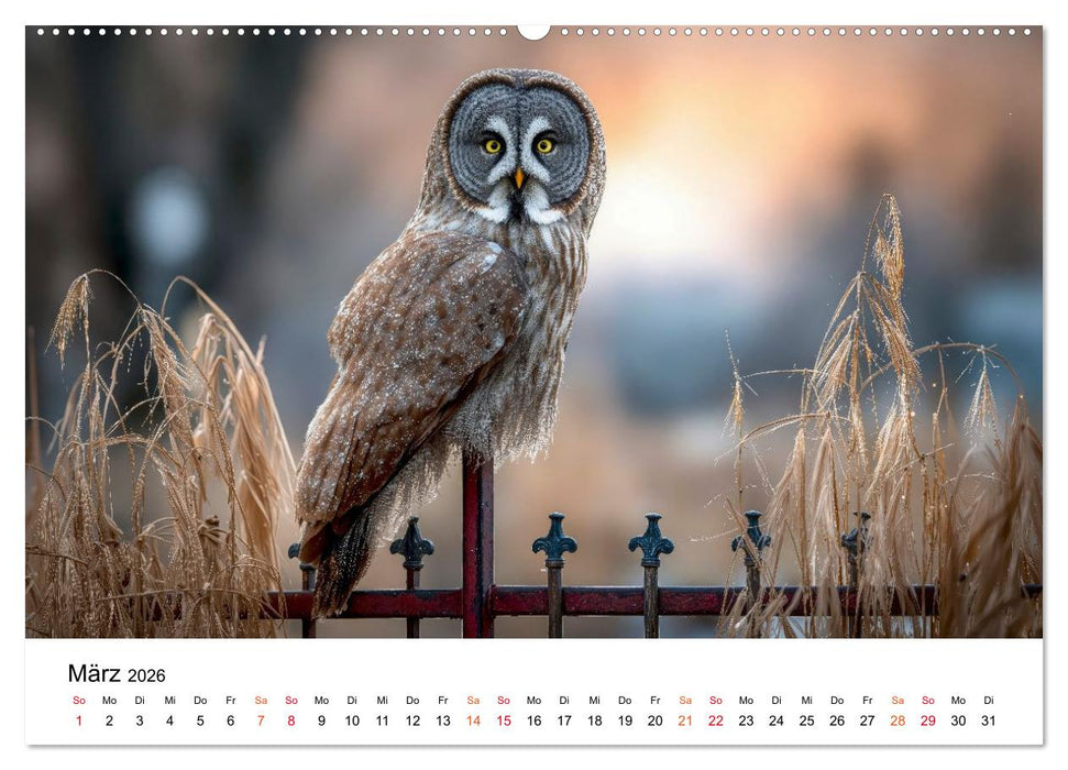 Eulen - Augen der Wildnis (CALVENDO Premium Wandkalender 2026)