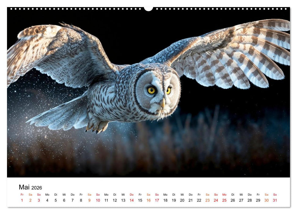 Eulen - Augen der Wildnis (CALVENDO Premium Wandkalender 2026)